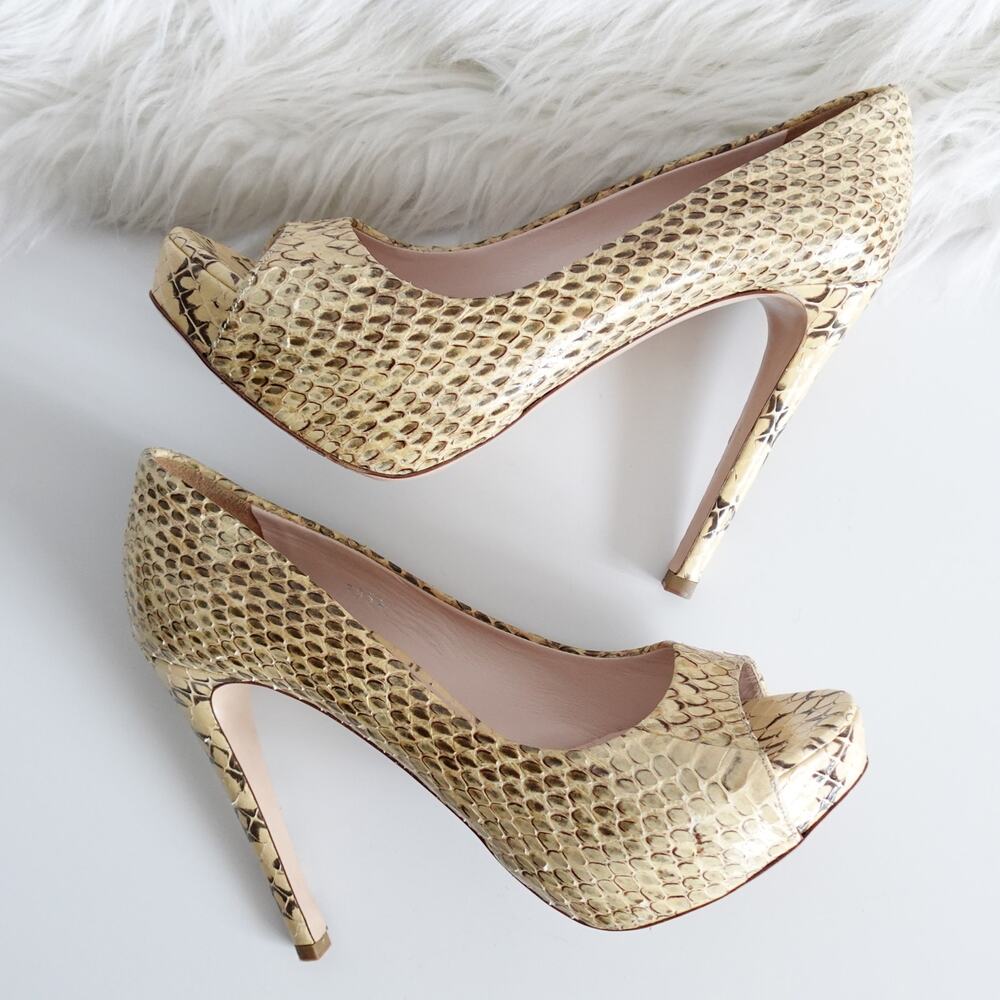 Vintage Y2k Miu Miu Python Snakeskin Peep Toe Hig… - image 1